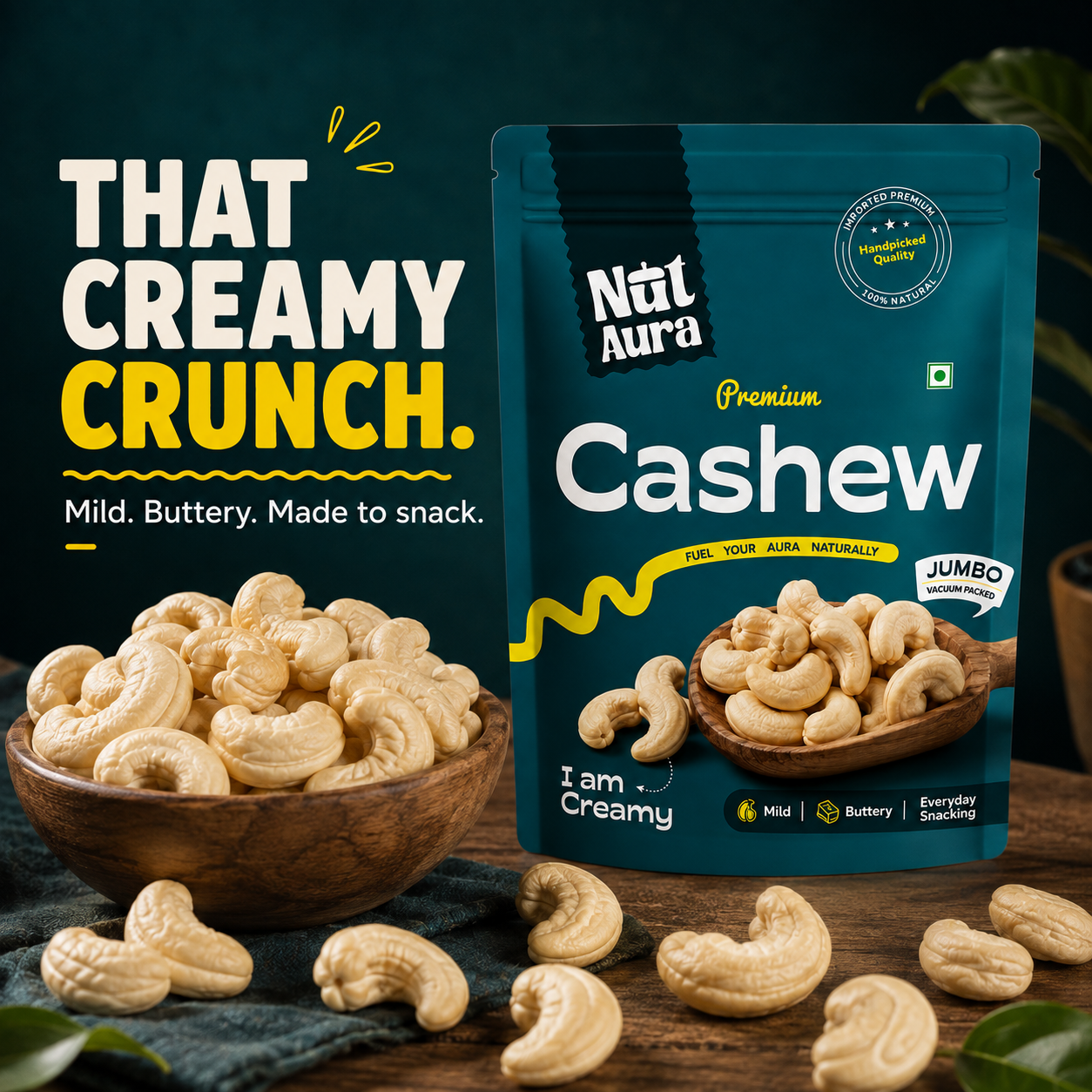 cashews creamy and crunchy